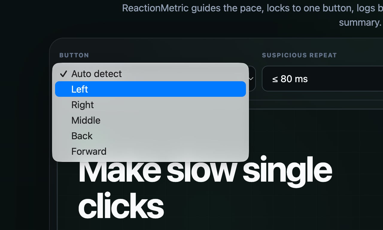 Double Click Test 的 Button 選項,可選 Auto detect、Left、Right、Middle、Back、Forward double-click-test-2.jpg