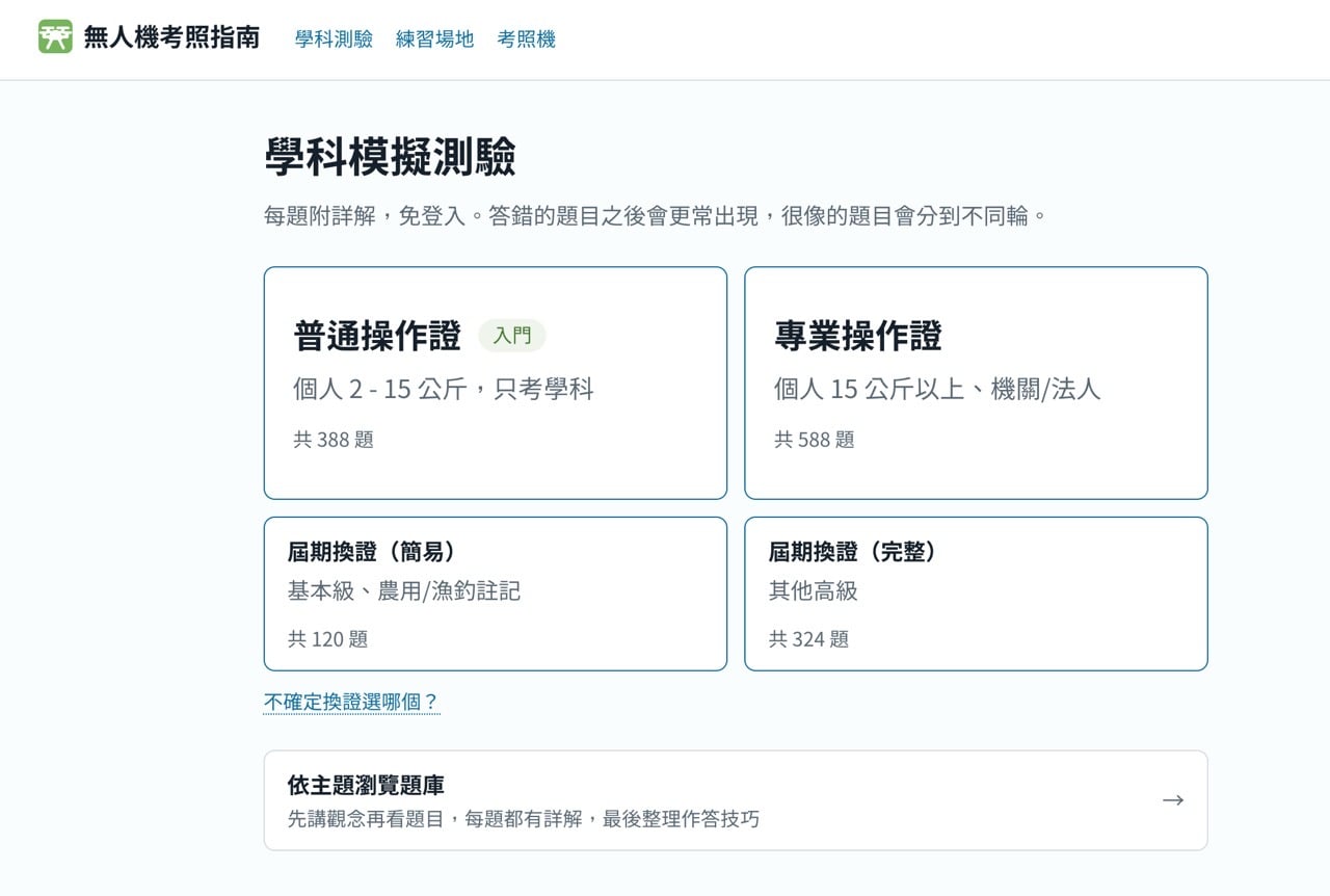 無人機考照指南學科模擬測驗