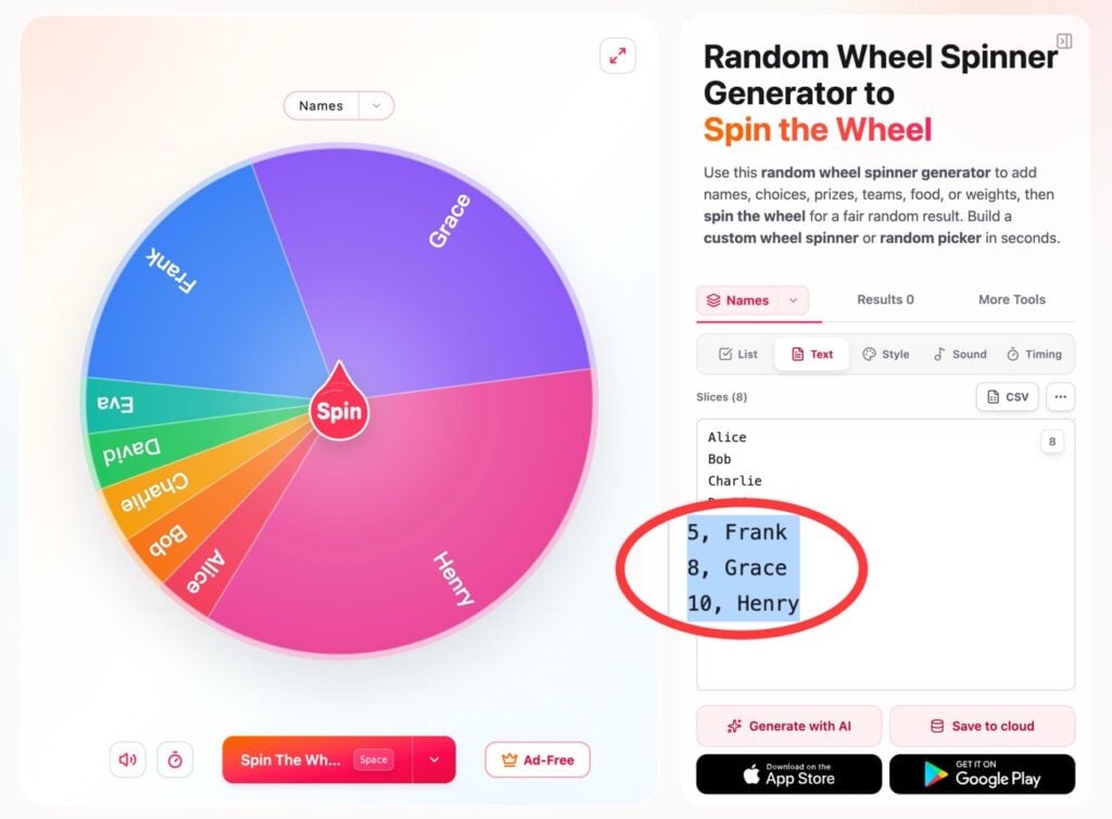 GoSpinWheel 免費線上輪盤抽籤，支援加權機率與淘汰模式