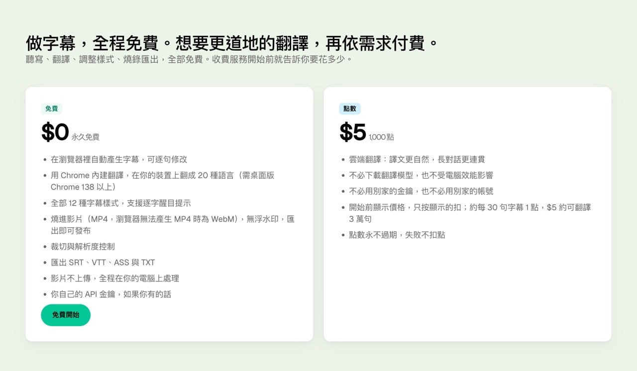 免費 AI 字幕產生器 OpenSubs：影片不用上傳，在瀏覽器就能轉錄、翻譯並燒進字幕