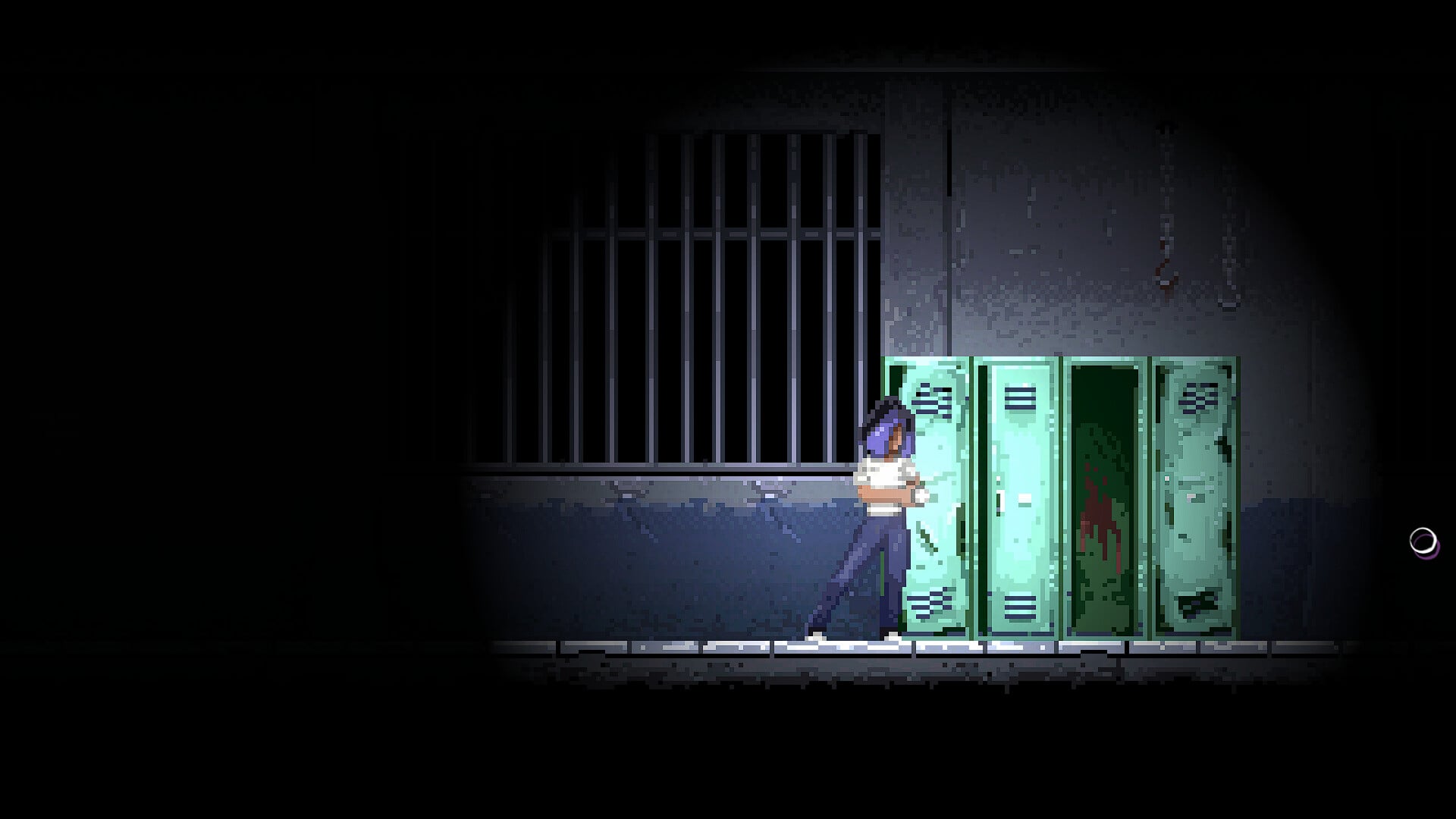 Steam 限時免費領取《Asleep: Act 1》,90 年代巴西背景的像素風心理恐怖冒險遊戲 3 Asleep: Act 1 遊戲畫面,手電筒照亮置物櫃與走廊