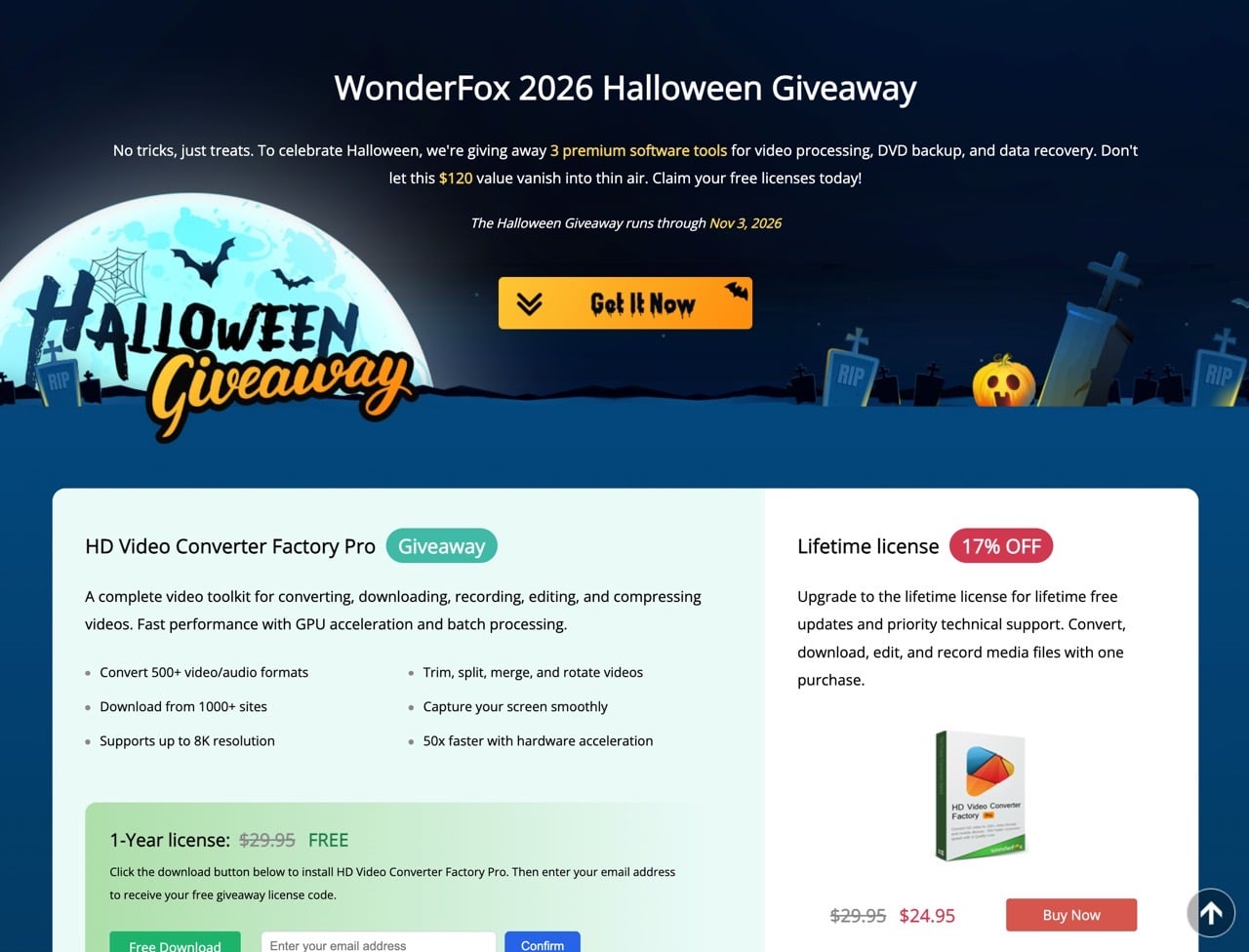 WonderFox 2026 萬聖節限時免費!HD Video Converter Factory Pro、DVD Ripper Pro 與 RecoveryFox AI 三款軟體免費領序號 1 WonderFox 2026 萬聖節限時免費!HD Video Converter Factory Pro、DVD Ripper Pro 與 RecoveryFox AI 三款軟體免費領序號